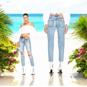 Moussy Vintage May Tapered Distressed Mid Rise Jeans Size 28 NWOT